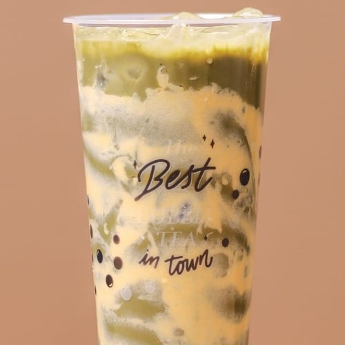 Matcha Milk Tea with Puff Cream.