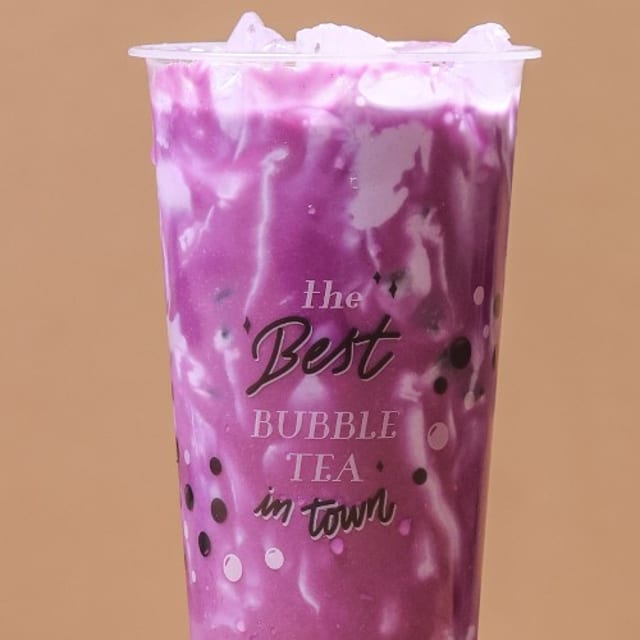Ube Creme Brulee with Fresh Milk.